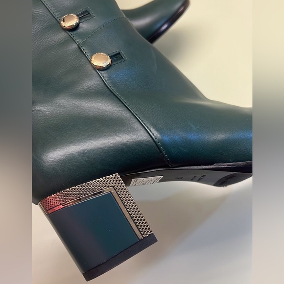 MARINO FABIANI MADE IN ITALY Green Heeled Knee-High Boots with Studded Detail - Picture 4 of 5